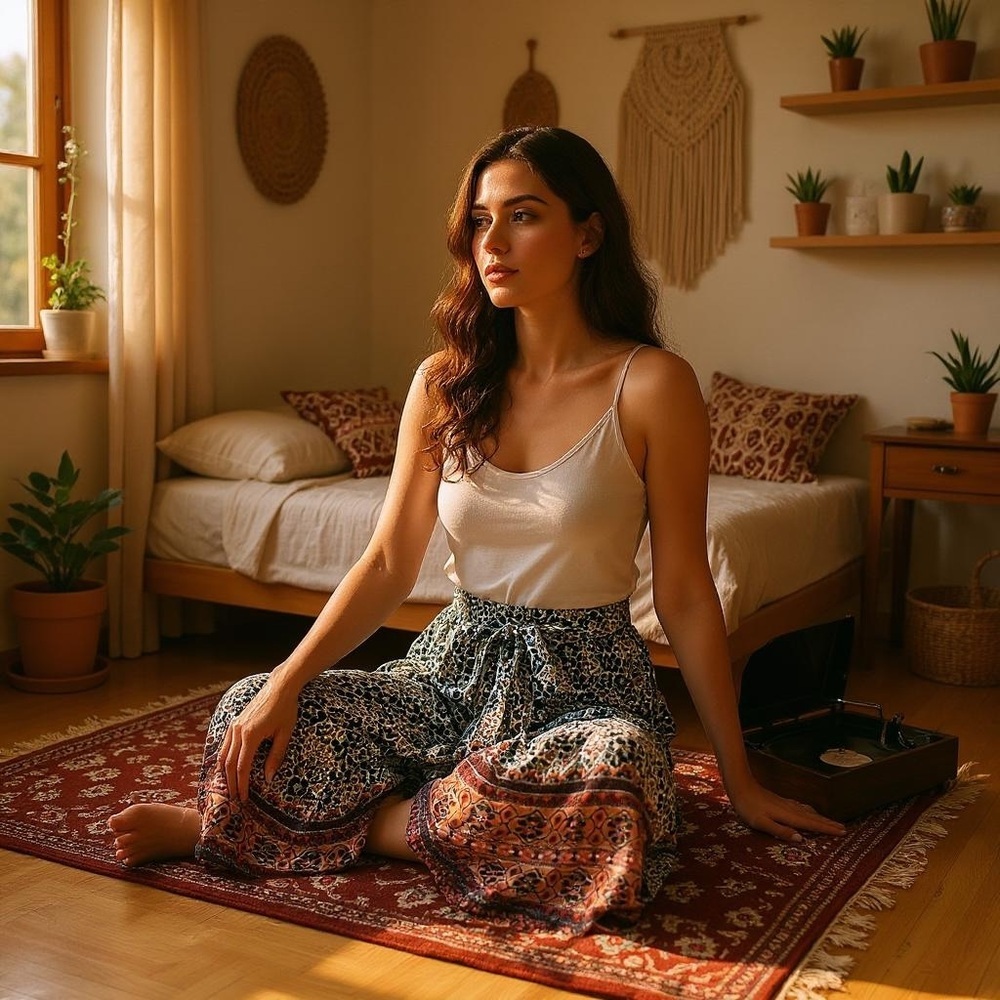 NWT Sim & Sam Bohemian Patterned Wide-Leg Pants NWT